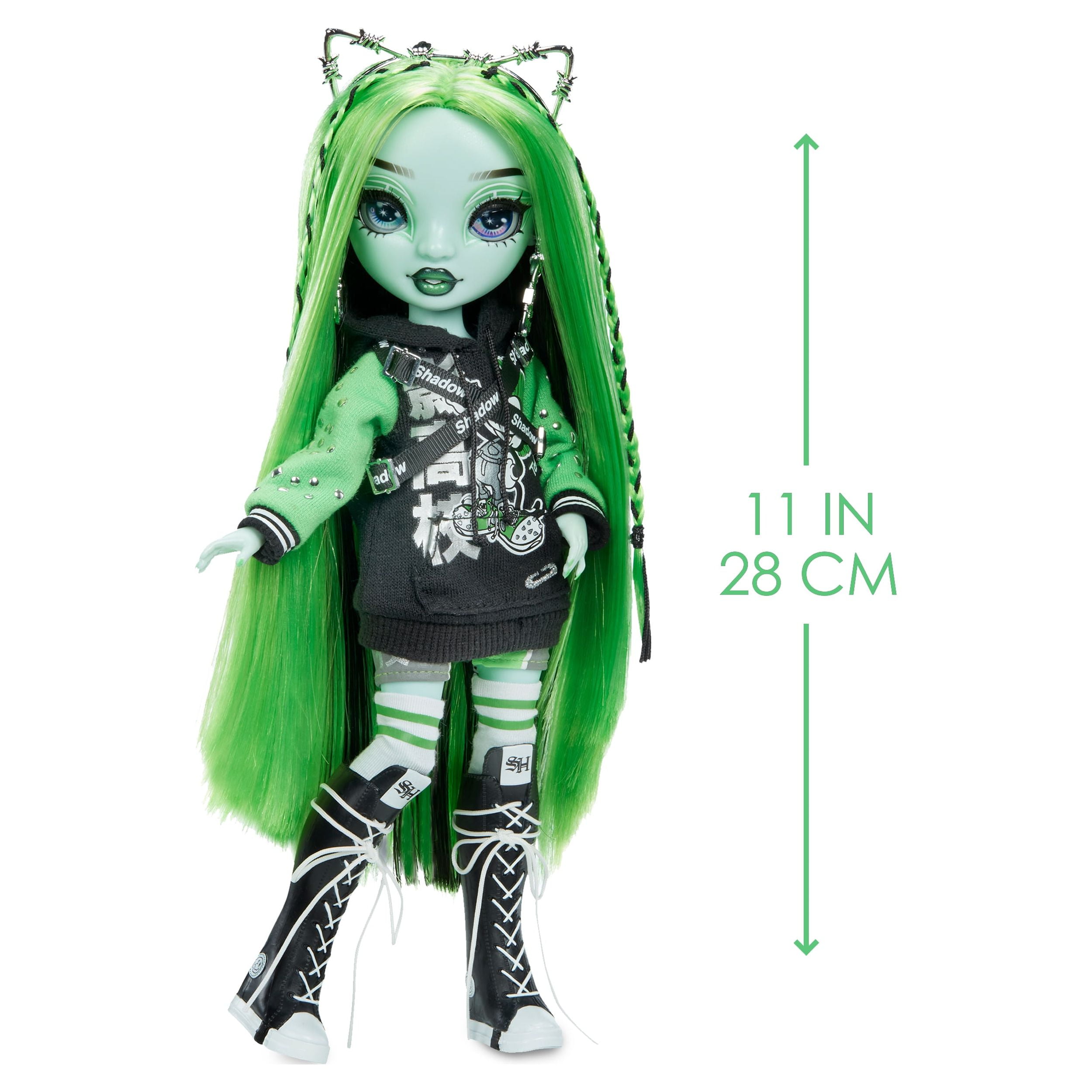 Rainbow Vision Shadow High Neon Shadow - Harley Limestone (Neon Green) Fashion Doll. 2 Designer Outfits Mix & Match Rock Band Accessories PLAYSET, Great Gift for Kids 6-12 Years Old & Collectors