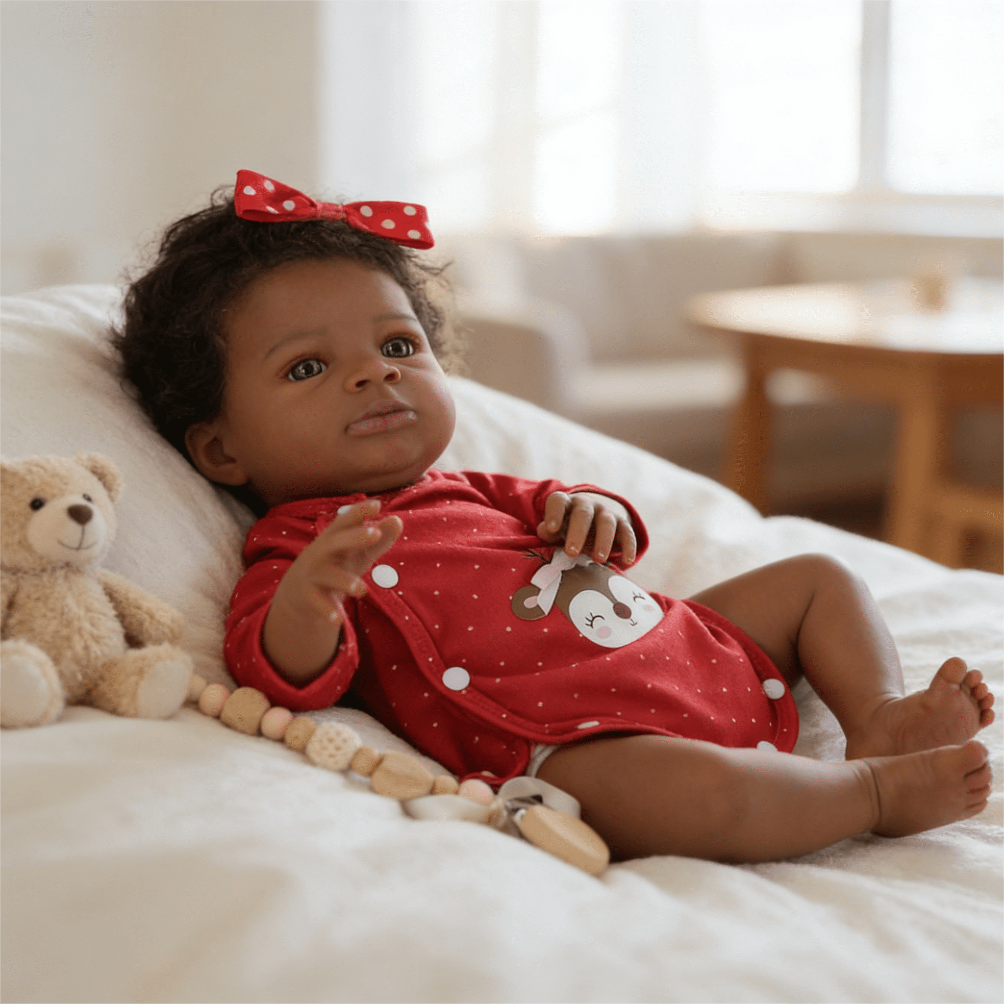 Dayoff kids 18 Inch Reborn Baby Doll,African American Newborn With Clothes For Kids Age 3+(No Accessories)