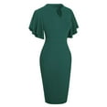 thumbnail image 4 of Ketyyh-chn99 Robes de Soirée pour Femmes Grande Taille Robe de Plage Décontractée Robe d'Été Manches à Volants Ample Plissée Mini Robe Verte,m, 4 of 4