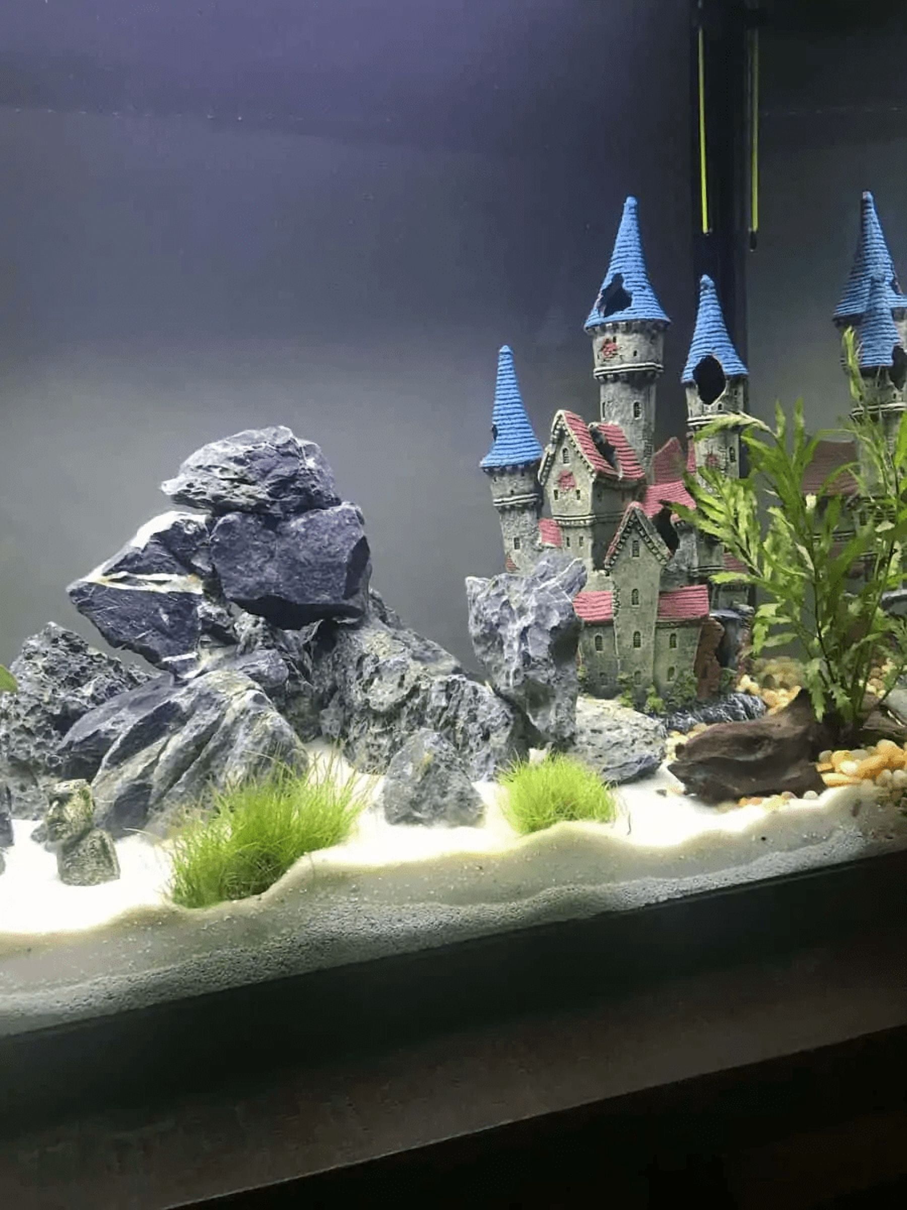 Medieval Castle Fortress with Three Turrets Aquarium Fish Tank Decor Ornament XL Castle Aquarium Fish Tank Decor Ornament, Polyresin
