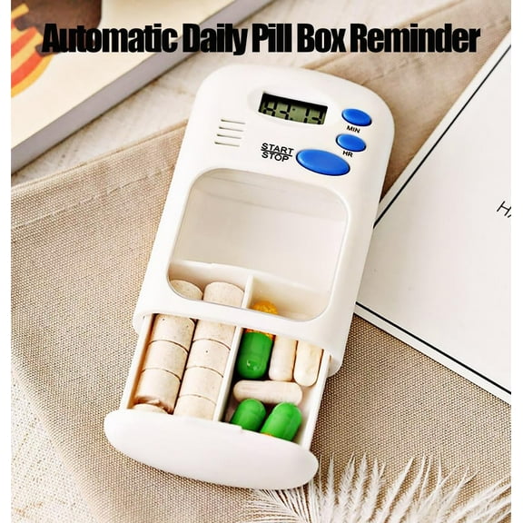 Electronic Timed Pill Dispensers,Digital Pill Organizer,Automatic Daily Pill Box Reminder with Beeping Alarm for Elderly Gift,Portable for Office Travel