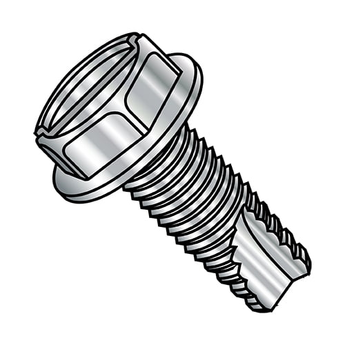 10-24X1/2 Slotted Indented Hex washer Thread Cutting Screw Type23 Fully Thread 18-8 Stainless (Pack Qty 3,000) BC-10083SW188