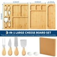 thumbnail image 3 of Towallmark 3 In 1 Bamboo Food Boards Gift Set, Large Bamboo Cheese Board Set with Knife Set, Deli Boards Set, Cheeseboard for Halloween Party, House Warming Gifts, Wedding Gift, 3 of 13