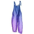 thumbnail image 3 of QATAINLAV Jumpsuit for Women 2024 Trendy Gradient Print Overalls Casual Loose Wide Leg One Piece Pants Sleeveless Strap Linen Rompers with Pockets Ofertas Flash Del Dia Purple XXL, 3 of 5
