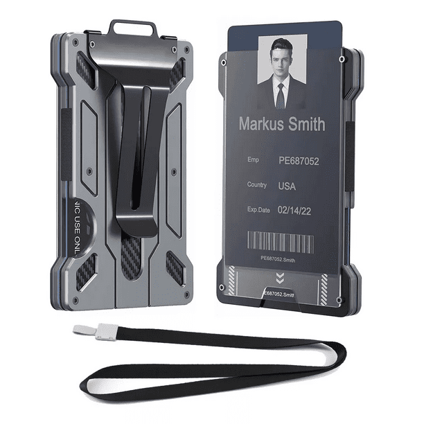 Cartera Rfid Hombre Tarjetero Billetera Fibra De Carbono, Gris