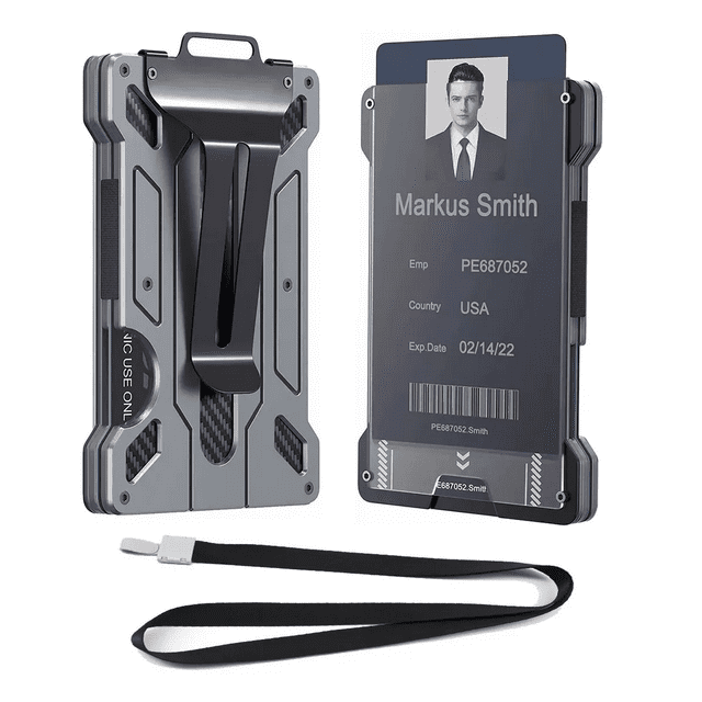 Cartera Rfid Hombre Tarjetero Billetera Fibra De Carbono, Gris Claro