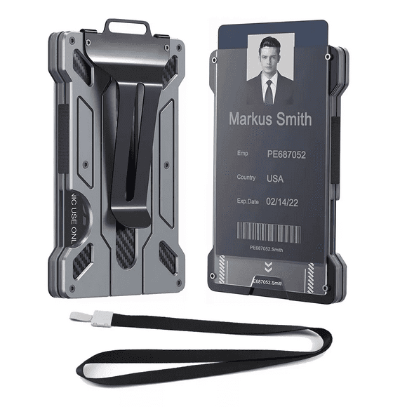 Cartera Rfid Hombre Tarjetero Billetera Fibra De Carbono, Gris Claro