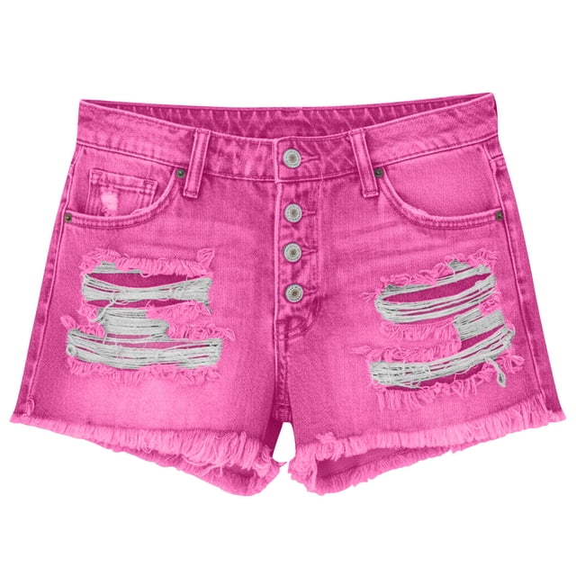 CHUMUD Jeans Shorts for Women Ripped Y2K Stretchy Trendy Denim Shorts Mid Rise Front Button Casual Shorts