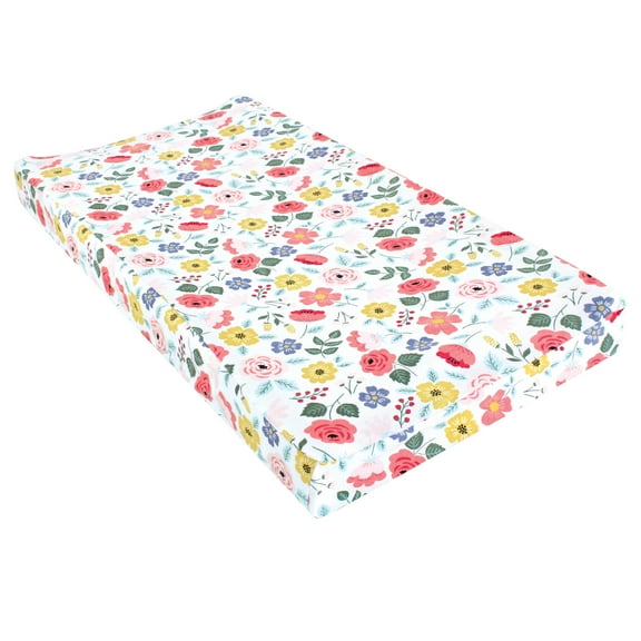Hudson Baby Infant Girl Changing Pad Cover, Modern Botanical, One Size