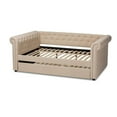 thumbnail image 4 of Bowery Hill Mid-Century Fabric Tufted Full Daybed with Trundle in Beige, 4 of 10