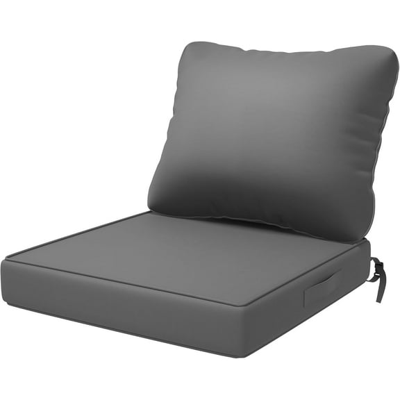 ELPOSUN Outdoor Cushions for Patio Furniture, 22x22 Outdoor Chair Cushions with Waterproof & Fade Resistant Cover, Deep Seat Replacement Patio Cushions with Adjustable Straps & Handle, Dark Gray