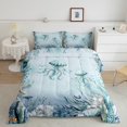 thumbnail image 2 of Jellyfish Comforter Set Teal Blue Ocean Beach Coastal Twin Bedding Comforter Sets ,Starfish Octopus Tentacles Quilt Underwater Creature Coral Duvet Insert, 2 of 5