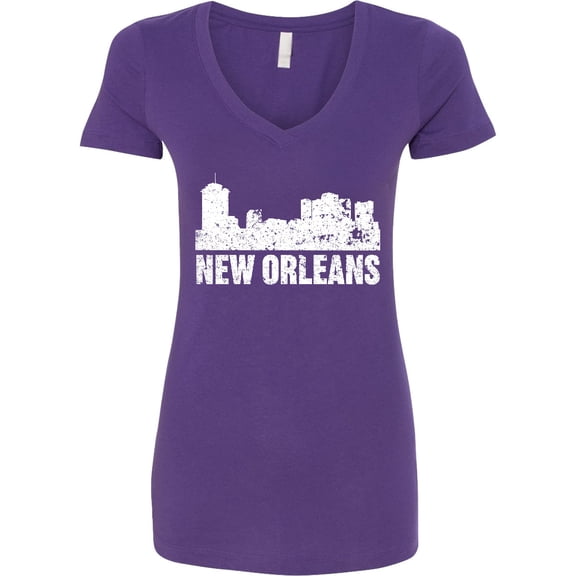 Inktastic New Orleans Skyline Grunge Women's V-Neck T-Shirt