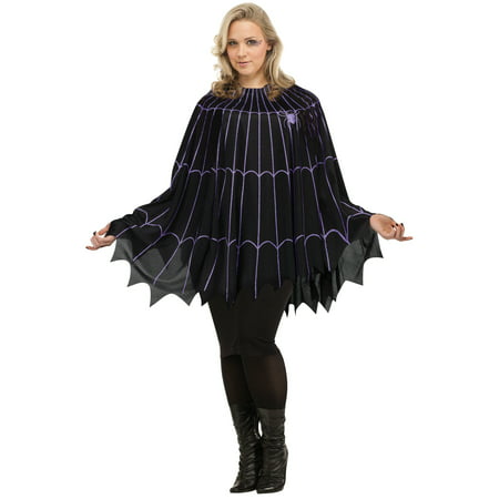 Spider Web Poncho Black/Purple Solid Pack Plus Size Halloween Costume Sexy