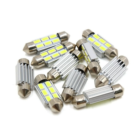 Smd Tip - 10PCS White 36mm 5630 SMD Double Tip Shaped 6 LEDs Light Dome Bulb for Car
