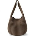 thumbnail image 1 of Zhuge Bolso de hombro tejido para mujer, bolso de mano tejido, bolso de mano tejido elegante para playa de verano, bolsos de hombro de 12,99 x 1,96 x 12,59 pulgadas (marrón oscuro), 1 of 5