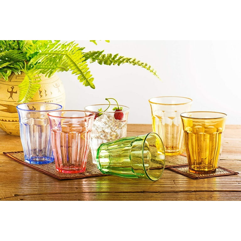 Colored Drinking Glasses Set Glassware for Kids Plastic Tumblers Cups  Picnic Water Glasses Unbreakable Juice Drinkware for Camping Restaurant  Beach BPA Free (4 colors) 