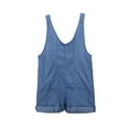 thumbnail image 2 of FAOWME Girls Denim Overall Shorts Kids Summer Adjustable Straps Jumpsuit Onesies Jeans Shortalls Blue 6-7 Years, 2 of 7