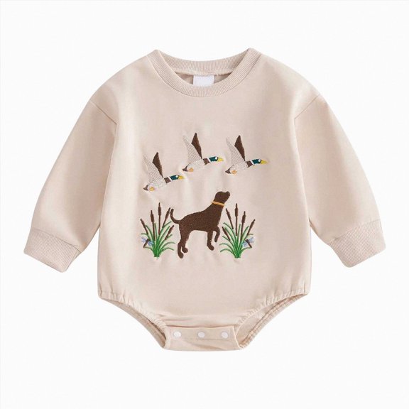 Newborn Infant Baby Boy Outfit Letter Embroidery Long Sleeve Romper Jumpsuit