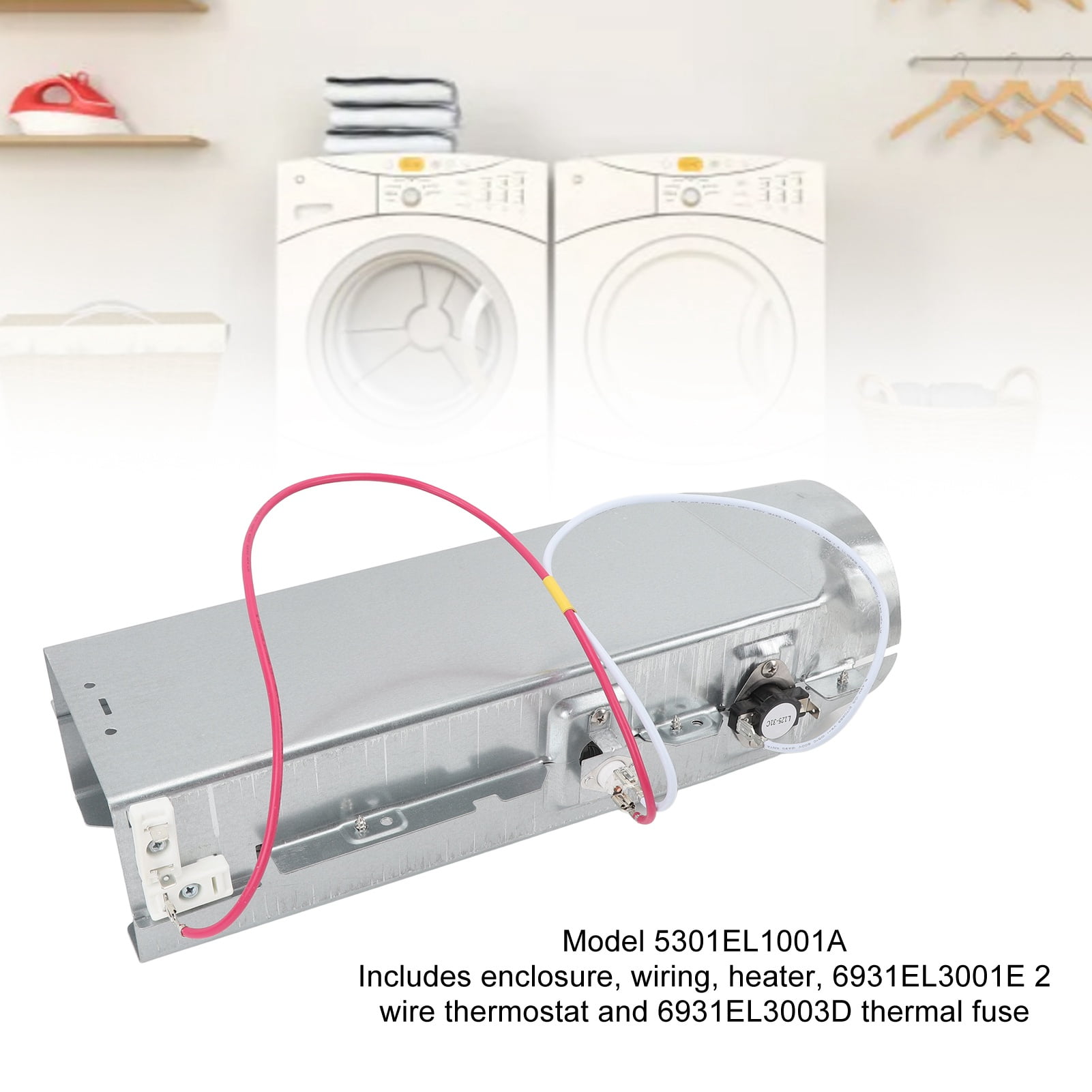 YAHHU 5301EL1001A Dryer Heating Element Assembly Replacement Part for LG Kenmore Dryers, 16.1 x 6.6 x 5.6 inches / 41 x 16.7 x 14.2 cm Aluminum Alloy Heater Element Replaces PS3527788 AP4438941