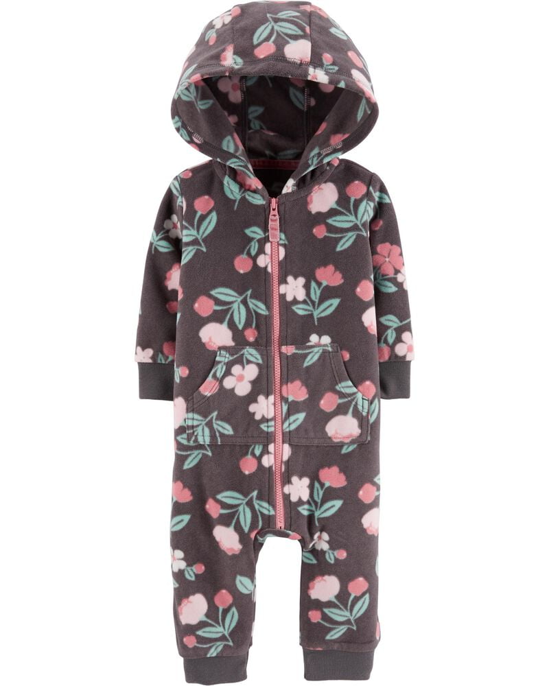 Carter's Baby Floral Bunch Hooded Pram Suit Dark Gray, 12 Months