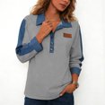 thumbnail image 5 of larppty Long Sleeve Shirts for Women Button Up Denim Collared Patchwork Pullover Tops Vintage Sweatshirt Casual Blouses (Light Gray, S), 5 of 6