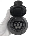 thumbnail image 2 of EV Charging Socket Outlet Type 2 Socket Connector 4 Point Fixed European Standard IEC 62196-2 32A 3 Phase AC,1 x Type 2 Female Socket Connector,Black, 2 of 5