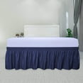 thumbnail image 2 of RUseeN Wrap Around Ruffled Bed Skirt with Adjustable Elastic Belt - 15 Inch Drop Easy to Put On, Wrinkle Free Bedskirt Dust Ruffles, Frame Cover for Queen, King and C-King Size Beds, Navy Blue, 2 of 7