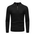 thumbnail image 2 of Yusimy Men's Pullover Sweater Knit Sweater Long Sleeve Sweater Solid Color Button Neck Stand Collar Casual Style, 2 of 5