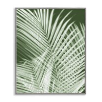 Stupell Industries Green Palm Leaves Botanical & Floral Painting Gray Framed Art Print Wall Art, 16 x 20