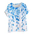 thumbnail image 4 of Gamivast Womens Summer Tops Loose Trendy Floral Boho Blouses Casual Button Crew Neck Short Sleeve Shirts Soft Comfy Beach Tops Blue L Womens Under $10 Cancel Membership, 4 of 4