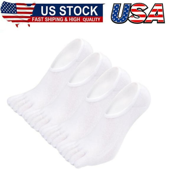 4Pair Men Toe Socks No Show Athletic Running Five Finger Socks Invisible Low Cut
