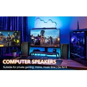 LENRUE Computer Speakers for Desktop Monitor, USB/USB-C Powered PC Speakers with Loud Stereo Sound, Headphone-in for Desktop, iMac, MacBook, Laptop, Monitor