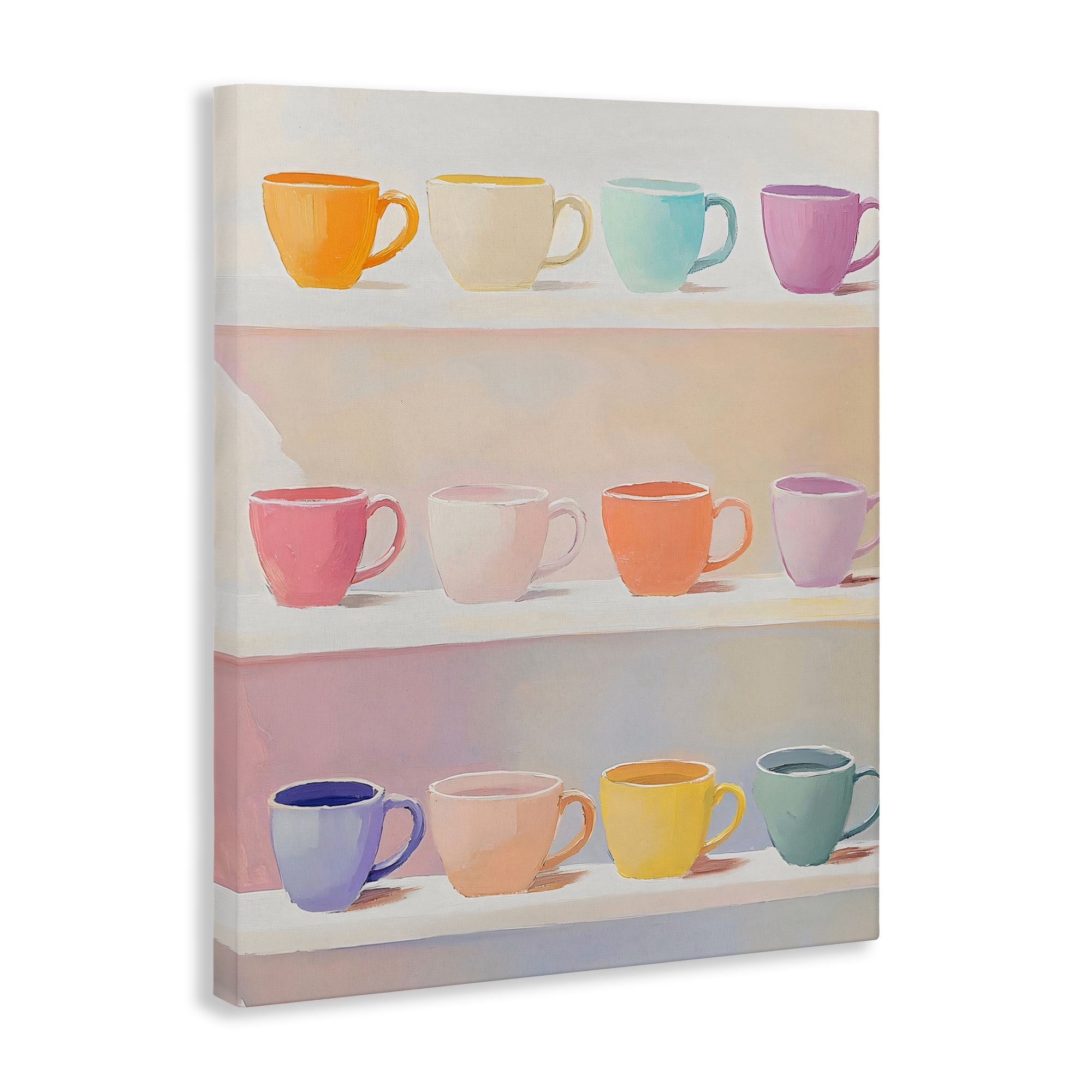 Stupell Industries Rows of Pastel Teacups Canvas Wall Art, design by The Prints Vibe