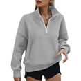 thumbnail image 4 of Ahdbta Womens Half Zip Oversized Sweatshirts Fleece Hoodless Hoodies Trendy Long Sleeve Pullover Tops Y2k Fall Clothes with Pocket, 4 of 8