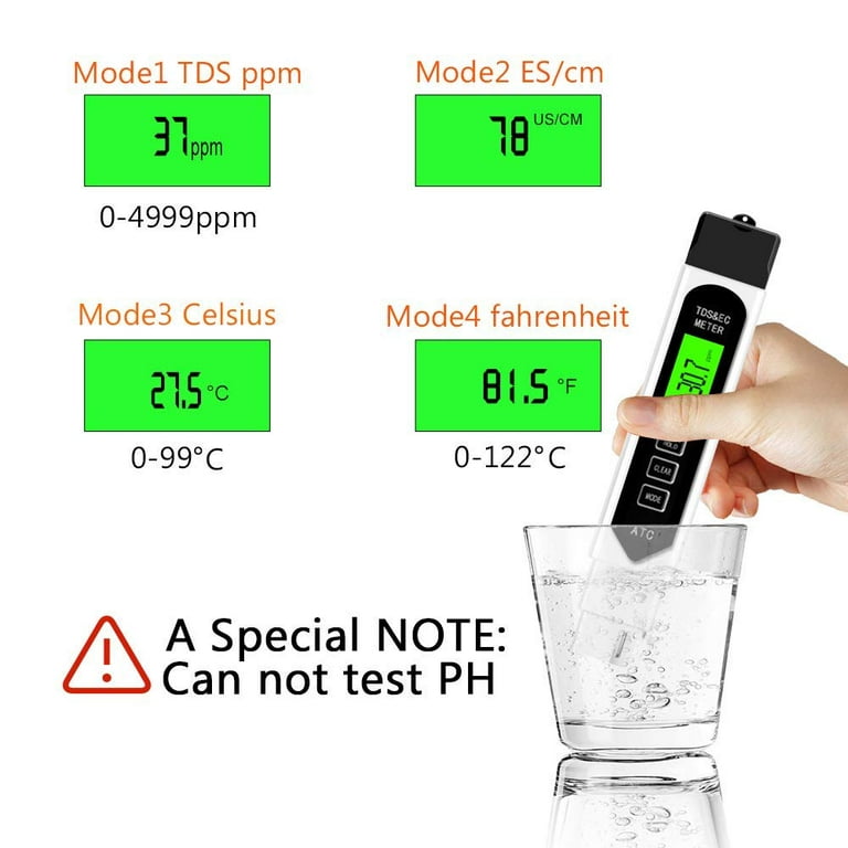 iPstyle Digital TDS Meter Water Tester, PPM Water Quality Tester Measuring  Range 0-9999ppm, Ideal for Drinking Water, Swimming Pool, Aquariums