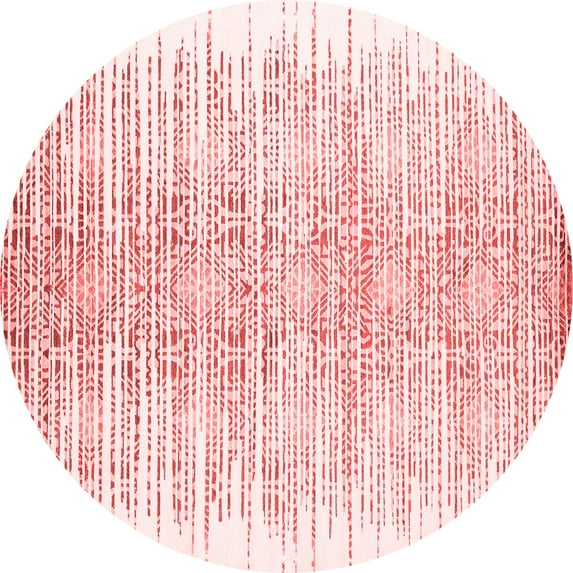 Ahgly Company Indoor Round Abstract Red Contemporary Area Rugs, 8' Round