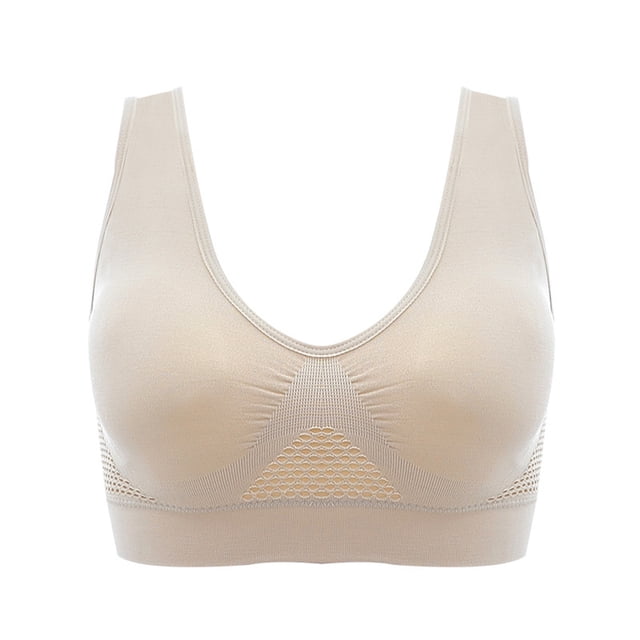 Dnzceghtig Cheers Tallas Grandes Mujeres A Prueba de Golpes Transpirable Inalámbrico Push-up Chaleco Sujetador Ropa Interior Deportiva Color Piel XXL