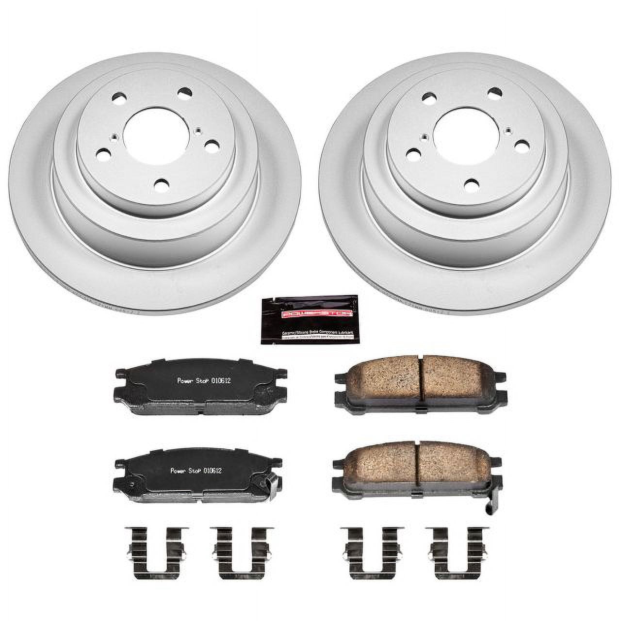 PowerStop Rear Geomet Coated Brake Rotor and Pad Kit Fits: SUBARU Select Models CRK448