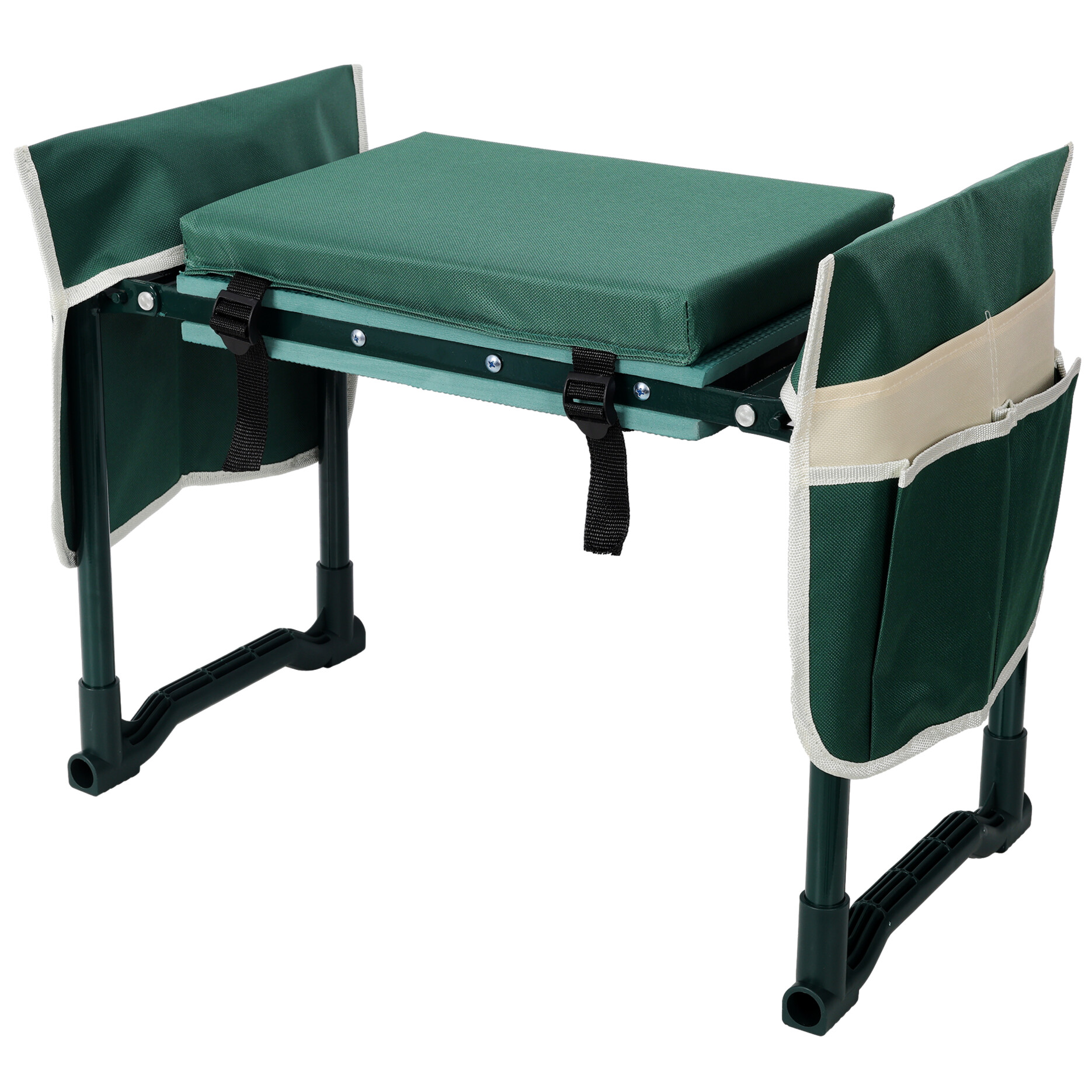 Garden Kneeler And Seat Bench With Tool Bags, Foldable Design, Extra Wide Cushion, EVA Foam Pad For Comfortable Gardening