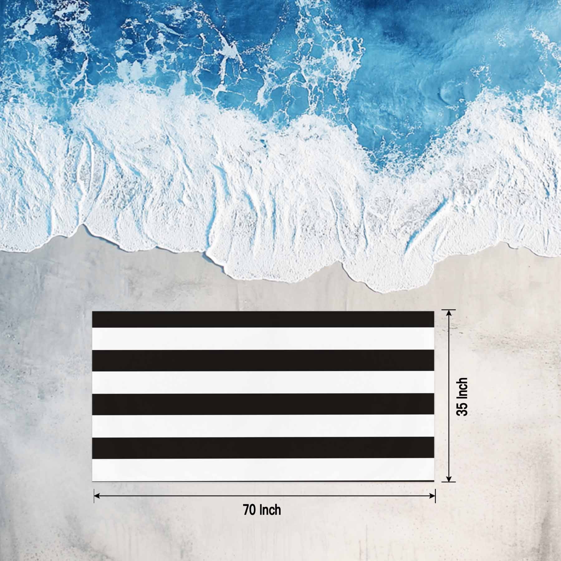 Black And White Wide Striped Beach Towels Blanket Soft&Absorbent Quick Dry Microfiber Geometric Pool Towels for Swimming ,Yoga, Sports, Gym, Camping,Large 35X70in,