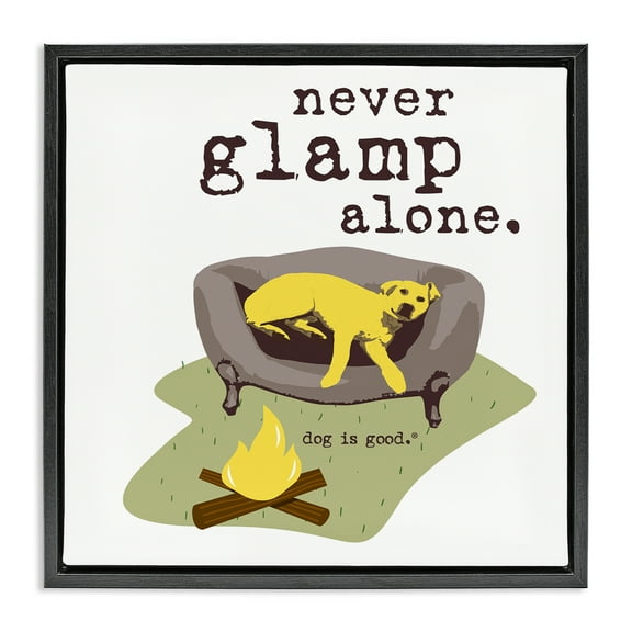 Stupell Industries Never Glamp Alone Dog Animals Painting Black Floater Framed Canvas Art Print Wall Art, 18 x 18
