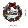 thumbnail image 2 of Christmas Garland, Holiday Wall Stickers, Christmas Wreath Snow House Decorative Glass Window Stickers for Living Room, Multicolor PVC Holiday Scene Decals, 30x29cm Easy Apply and Remove, 2 of 7