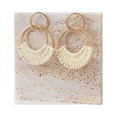 thumbnail image 4 of Raffia Hoop Earrings for Women Girls Fun Boho Summer Beach Earrings Lightweight Handmade Straw Wicker Rattan Dangle Earrings Statement Geometric Round Drop Earrings, 4 of 5