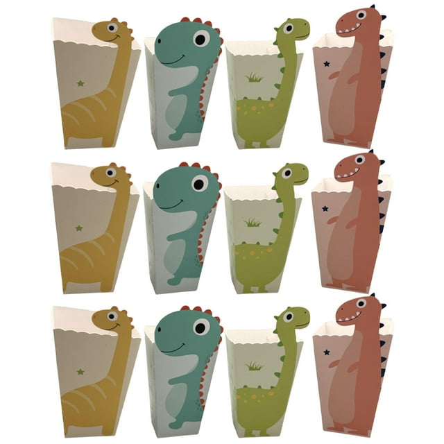 KAKOWELY 24 bolsas de palomitas de maíz con diseño de dinosaurio de dibujos animados, portátiles, de papel, resistentes a la grasa.