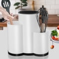 thumbnail image 2 of Knife Holder Kitchen 3-in-1 Universal Block without Knives Silverware Storage Stand with Drain Hole,for Countertop and Cabinet Drawer,White, 2 of 7