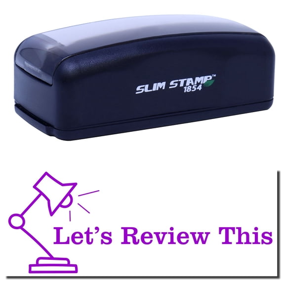 Large Pre-Inked Lets review this with Lamp Stamp, Slim 1854, Ultra Slim Design, Impression Size 1-13/16" by 2-1/2", Up to 25,000 Impressions - Purple Ink
