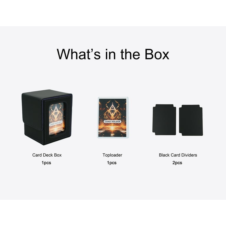 Magnetic Transparent Card Storage Deck Box for TCG MTG Sports Commander Organize Display, Structure Case Gathering 100 sleeved Trading Cards with 1 Toploader and 2 Dividers (Black&Purple) - Walmart.com Magnetic Transparent Card Storage Deck Box for TCG MTG Sports Commander Organize Display, Structure Case Gathering 100 sleeved Trading Cards with 1 Toploader and 2 Dividers (Black&Purple) - Walmart.com