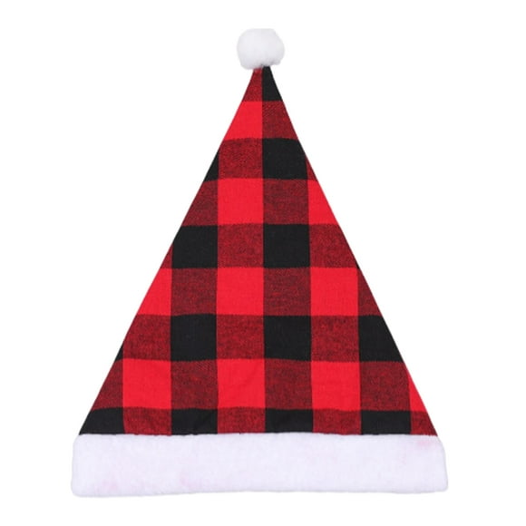 Inteprter Sombrero de Navidad Estilo simple Tocados Decoración Suministros para fiestas Adultos Niños Navidad Papá Noel Gorras a cuadros Adorno de Kits de decoración para fiestas Rojo Inteprter HA070264-01