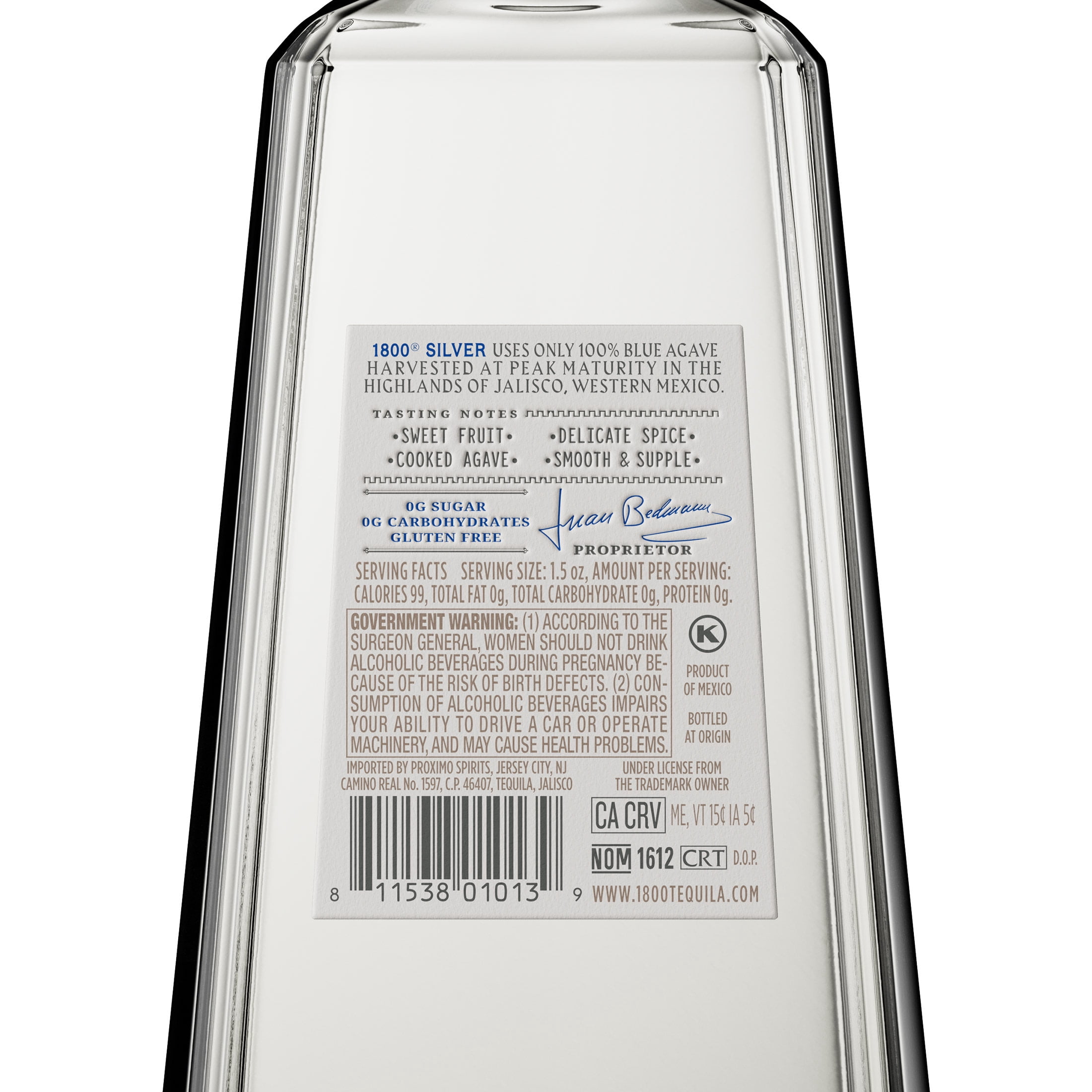 1800 Tequila Blanco, 750 ml Glass Bottle, 40% ABV - Walmart.com